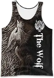 [yayoitimes] Novel Nordic Odin Crow Vest, Unisex 3D Digital Printing Viking Fenrir Wolf Punk Harajuku Sleeveless Track Top