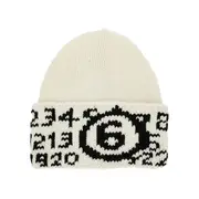 [MM6] MM6 Wool-blend beanie hat with logo inlay Kids III III White