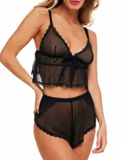 Adore Me Betty Cami & Shorts Set Lingerie in Black at Nordstrom, Size Large