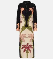 [Johanna Ortiz] Johanna Ortiz Sequined printed silk tunic AU 14 multicoloured