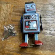 Mechanical Clockwork Wind Up Metal Walking Radar Robot Tin Toy KidY__-
