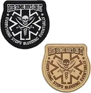 [Zcketo] 2 Pack Rub Some Dirt On It, Everything Stops Bleeding Eventually Patch, EMT Medical Skull Embroidered Hook and Loop Patch for Backpacks,Jackets,Jeans,Clothes,Bags,Vest, Bags,Dog Harness