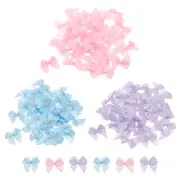 150 Pcs Mini Ribbon Bow 1.2" Mini Fabric Satin Craft DIY 3 Flower Color Set