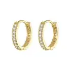 Sterling Silver 11mm Hoop Full Eternity CZ Hinged Sleeper Earrings Rhodium Gold