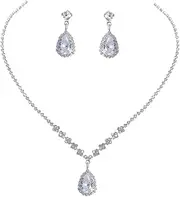 [SAFIGLE] 1 Set Set Drop Necklace Earrings Bride Earring Neck Chain Bridal Necklace Prom Necklaces Diamond Choker Necklace Clavicle Matching Jewelry Neck Jewelry Rhinestone