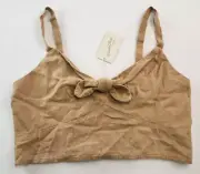 Universal Thread Womens Wheatfield Tan Crop Tank Top Size XXL Tie Front Smocked