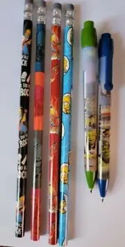 Lot new 2 Shrek pen + 4 pencil #2 erasers Simpsons Homer Marge Bart Maggie