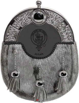 Allan Dress Sporran 3 Tassels Studded Celtic Arch Scottish Clan Crest