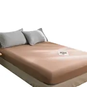 Nevenka Cotton Sheets Mattress Dustproof Protective Cover Fabric Bedding-Mocha
