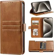 Compatible with Oppo Find X5 Pro 5G Cover,(PU Leather+TPU Soft Shell) Card Holder Kickstand Magnetic Closure Wallet Phone Case Brown