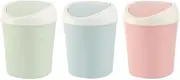 STOBAZA 3pcs Swing Lid Trash Cans Mini Desk Garbage Bins Colorful Round Waste Baskets for Table Desktop Toilet Bathroom Kitchen Living Room Pink Blue Green