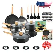 Versatile 16-Piece Cookware Set - PFOA-Free Nonstick Granite, Dishwasher Safe