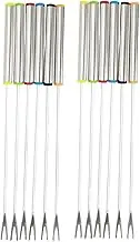 WATIIFUFU 12Pcs Stainless Steel Fondue Forks with Heat Resistant Handles Multi Color Cheese and Dessert Forks for Camping Picnics BBQ and Fondue Parties