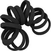 Cyndibands Black Seamless Hair Ties - Extra Gentle Soft and Stretchy Nylon Fabric Ponytail Holders - 12 Pack