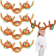 4 Pack Inflatable Reindeer Antlers Ring Hook Game,Christmas Party Game with Environmental PVC for Kids Adults Family Indoor Outdoor