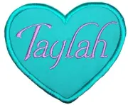 Custom Name Patch / Name Label | SEW-ON | Personalised | Heart Teal | 10x12cm