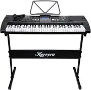 [Karrera] 61 Key Electronic LED Keyboard Piano with Full Size Keys, Stand Included (Black)