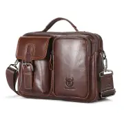 BULLCAPTAIN Genuine Leather Mens Shoulder Bag Business Crossbody Bag Male Briefcase Messenger Bag Men's Casual Handbags