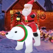 6 Ft Inflatable Santa Claus Riding Polar Bear,Christmas Yard Decoration