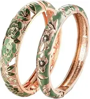 [UJOY] Women Cloisonne Bangle Charming Little Feet Hinged Bracelet Alloy Jewelry Gift with Box 55A98