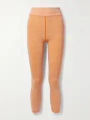 [Cordova] Cordova - Sierra Two-tone Ribbed-knit Leggings - Bright orange - M/L M/L Orange