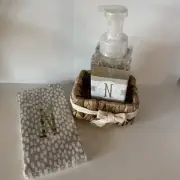 Mud Pie Home Initial “N” Scented Hand Soap & Towel Basket Set