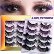5Pair 3D Mink Colorful False Eyelashes Wispy Cross Long Thick Fake Eyelashe U