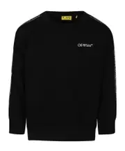 Off-White Kids Bookish Logo Band Crewneck Sweatshirt 8Y,6Y,4Y,14Y,12Y,10Y black