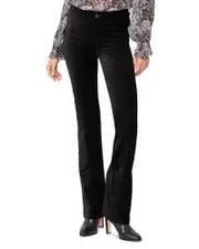 Paige Manhattan High Rise Bootcut Velvet Jeans in Black Dye