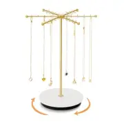 Necklace Holder Jewelry Stand, Rotating Necklace Holder Organizer with 48 Hoo...
