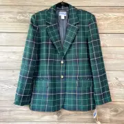 Pendleton 100% Wool Plaid Blazer Jacket Lined Made in USA SZ 14 C101510