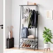 Coat Rack Shoe Bench with 10 Hooks, Hall Trees Entryway Bench with Storage, M...