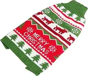 TOYANDONA Elk Pattern Christmas Dog Sweater Warm Knitted Pet Costume for Winter Parties Soft and Durable for Festive Events and Cold Weather Wear