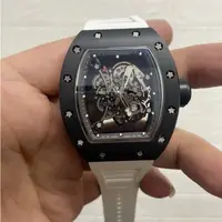 在飛比找蝦皮購物優惠-055酒桶型鏤空黑色陶瓷男錶大錶徑 機械錶 自動上鏈機械錶