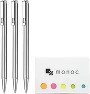 Zebra Mini Ballpoint Pen T-3 for Notebook, 0.7 mm, Black Ink, 3-pack &"monoc" Original Sticky Note