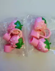 Set 4 Pieces Pink Strawberry Stanley Comparable Straw Covers Water Bottle