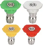 Pack of 4 Pressure Washer Spray Nozzle Tips with 1/4 Quick Connect Nozzles, Mainly Used for Car Cleaning and Garden