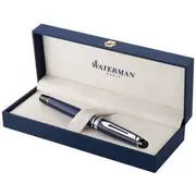 Waterman Expert Fountain Pen Blue Barrel with Chrome Trim