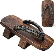 [GHYUB] Men's Japanese Wooden Geta Sandals, Beach Flip Flops Men,Classic Fashion Mens Cosplay Geta Clogs Slippers, Geta Clogs Sandals Flip Flop Anti-Slip Platform Shoes