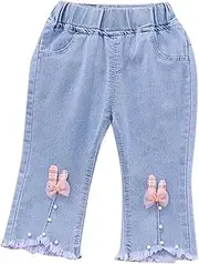 [Generic] Girl's Fashion Pants Straight Leg Leisure Style Trendy Breathable Soft Fit Casual Comfy Fashion Toddler Trousers