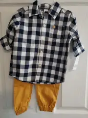 Carter’s Toddler Boys 2-Piece Plaid Button-Front Top & Jogger Pant Set Size 18M