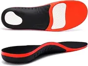 [ERGOfoot] Arch Supports Orthotic Insoles for Flat Feet Fight Against Plantar Fasciitis,Relieve Pronation Heel Ankle Foot Pain for Women Men (XL, Red)