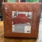 Full/Queen Embossed Geometric Quilt Set Orange - VCNY