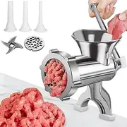 Meat Grinder, Stainless Steel Manual Meat Grinder Sausage Maker Table Mount Pork Mincer with 3 Sausage Stuffer Tubes for Homemade Sausage Burger Patties