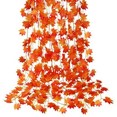 12Pk Artificial Maple Leaf Vine Fake Autumn Leaves Hanging Thanksgiving Garland