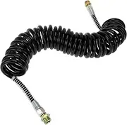 X AUTOHAUX 34 Circle Air Brake Hose Oil Cooler Coiled Short Tail Line Brake Coil Cable for Trucks Tractors Assembly with M22x1.5 NPT Fitting PU Iron Black 28 ft
