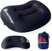 Meteor Ultralight Inflatable Camping Pillow – Compact 110g Travel Cushion for Beach, Flight, Outdoor, Lumbar, and Neck Support (Black)