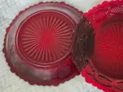 Avon 1876 Cape Cod Collection Ruby Red Dessert Plates Set Of 2 NEW 7"