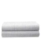 Ralph Lauren Organic Tattersall Flat Sheet, Queen White/Navy New