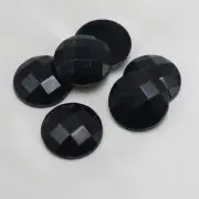 50 Black Acrylic Flatback Rhinestone Round Gem Beads 18mm No Hole
